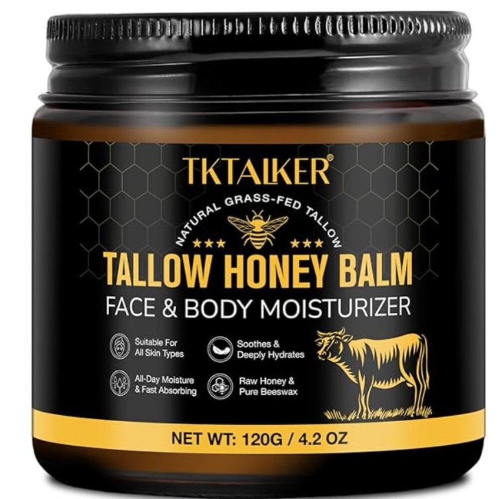 Beef Tallow Honey Balm Moisturizer Hydrating with Raw Honey & Beeswax BRAND NEW